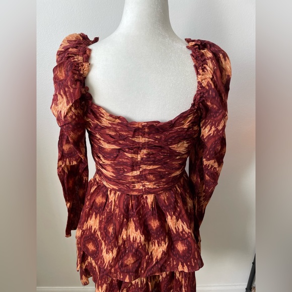 NWT House Of Harlow 1960 X Revolve Tiered Long Sleeve Metallic Mini Dress S, M - Picture 7 of 8